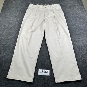 Sun River Khakis Pants Mens 38x30 Beige Cotton Stretch Pleated Outdoor Wide Leg